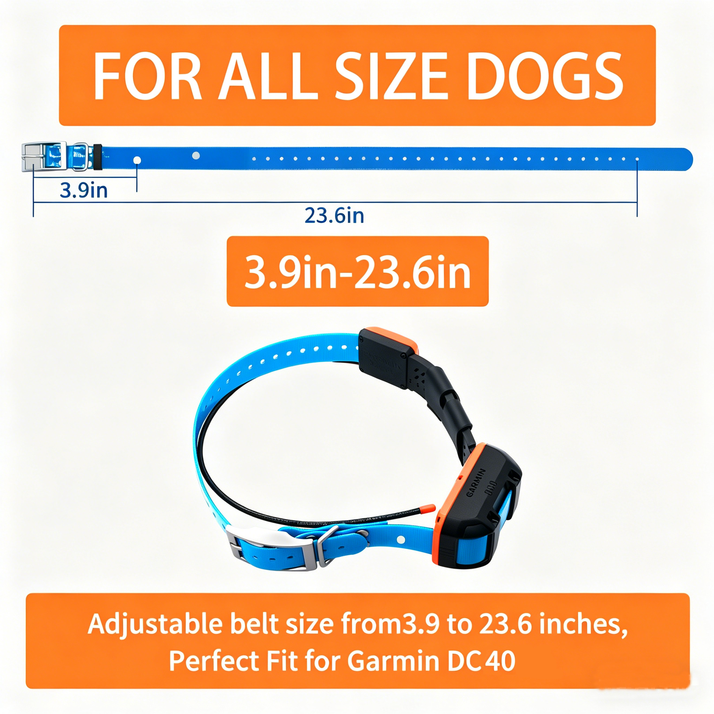 2 Nylon Collar Strap Replacement for Garmin DC40 GPS Dog Collar